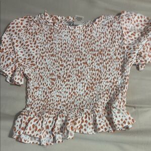 URBAN Romantics Orange and Brown Ruffled Peplum Blouse